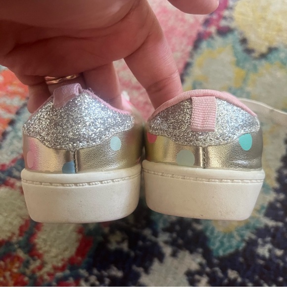 Carter’s Girls Sneakers Gold East Metallic Polka Dots Lace Up Slip On Shoes 8 - Picture 4 of 6